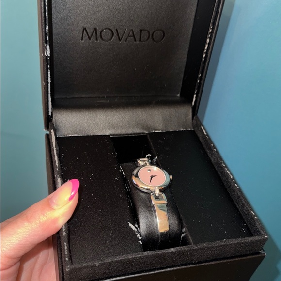 Movado Women’s Quartz Watch Bangle Pink & Silver - Picture 6 of 8